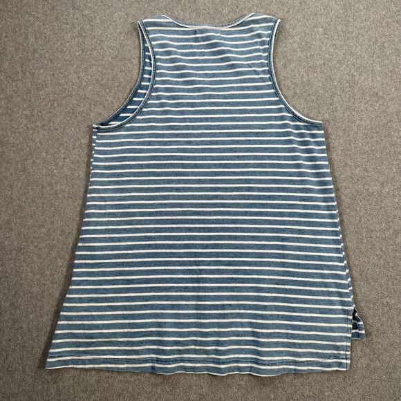 Life In Progress Stripe Pocket Tank Top Womens X-Small Chambray White Scoop Neck - Picture 6 of 6